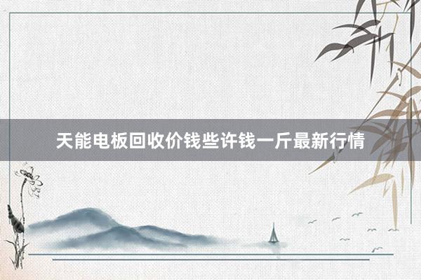 天能电板回收价钱些许钱一斤最新行情